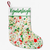 芸術的抽象芸術の水絵を描色のスプラッシュ名 スモールクリスマスストッキング (正面)