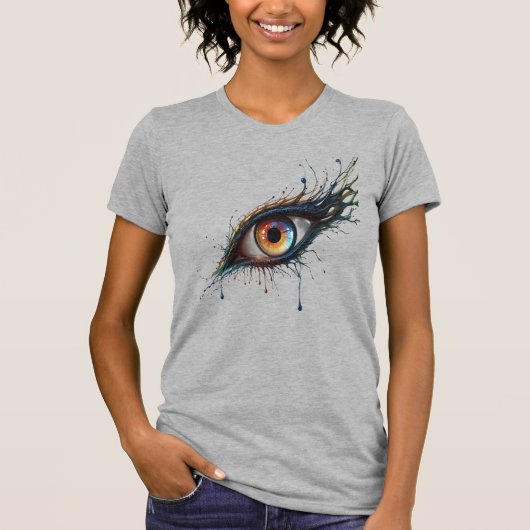 芸術的抽象芸術アイッカラフル絵を描(ばちゃばちゃ)跳ねる Tシャツ (正面)