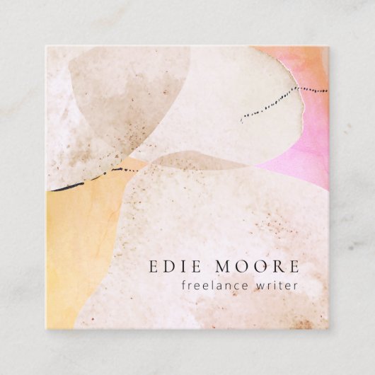 芸術的抽象芸術ウォーターカラーアートスクエア スクエア名刺 (正面)