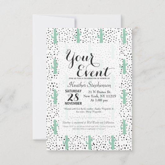 芸術的抽象芸術カクタと三角形 招待状 (正面)