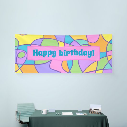 芸術的抽象芸術カラフル誕生日バナー 横断幕 (トレードショー)