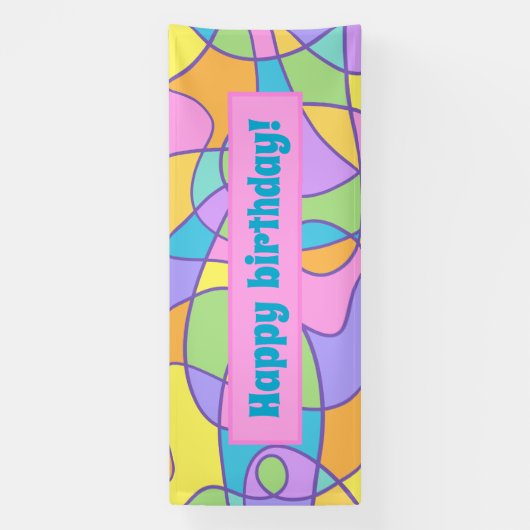 芸術的抽象芸術カラフル誕生日バナー 横断幕 (縦)