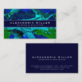 芸術的抽象芸術ブルーカラスプラッシュ 名刺 (正面/裏面)