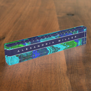 芸術的抽象芸術ブ絵を描ラッシュ デスクネームプレート