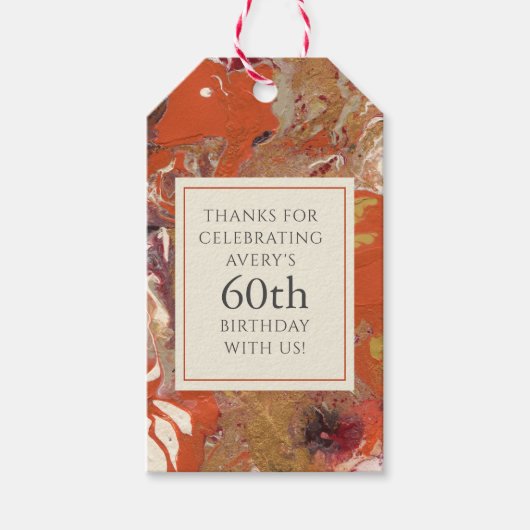 芸術的抽象芸術ボカラフルホ60誕生日 ギフトタグ (正面)