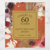 芸術的抽象芸術ボカラフルホ60誕生日 ワインラベル (シングルラベル)