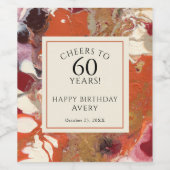 芸術的抽象芸術ボカラフルホ60誕生日 ワインラベル (シングルラベル)
