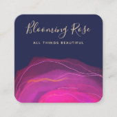 芸術的抽象芸術マゼンタピンク水色正方形 スクエア名刺 (正面)