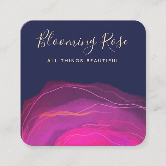 芸術的抽象芸術マゼンタピンク水色正方形 スクエア名刺 (正面)