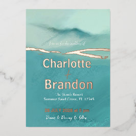 芸術的抽象芸術ランドスケープ緑結婚野ズ 箔招待状