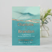 芸術的抽象芸術ランドスケープ緑結婚野ズ 箔招待状 (立ち正面)