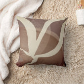 芸術的抽象芸術リーフデザイン |クリーム&ブラウン クッション (ブランケット)