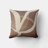 芸術的抽象芸術リーフデザイン |クリーム&ブラウン クッション (裏面)