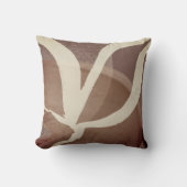 芸術的抽象芸術リーフデザイン |クリーム&ブラウン クッション (正面)