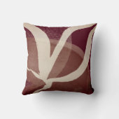 芸術的抽象芸術リーフデザイン |ブルゴーニュ&クリーム クッション (裏面)