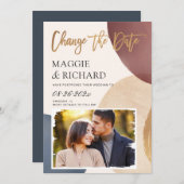 芸術的抽象芸術図形の写真の日付の変更 セーブザデート (正面/裏面)