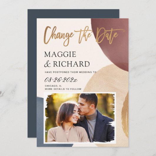 芸術的抽象芸術図形の写真の日付の変更 セーブザデート (正面/裏面)