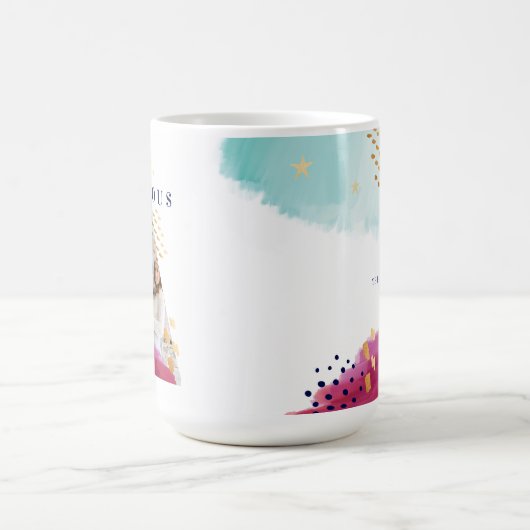 芸術的抽象芸術水の色クリスマスツリー写真 コーヒーマグカップ (中央)