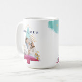 芸術的抽象芸術水の色クリスマスツリー写真 コーヒーマグカップ (正面左)