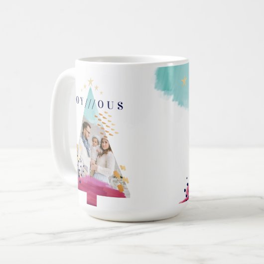 芸術的抽象芸術水の色クリスマスツリー写真 コーヒーマグカップ (正面左)