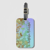 芸術的抽象芸術緑の金ゴールドグリッターブラシストローク ラゲッジタグ (正面縦)