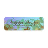 芸術的抽象芸術緑の金ゴールドグリッターブラシストローク ラベル (正面)