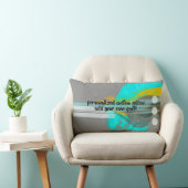 芸術的抽象芸術追加文字ターコイズとグレー ランバークッション (椅子)