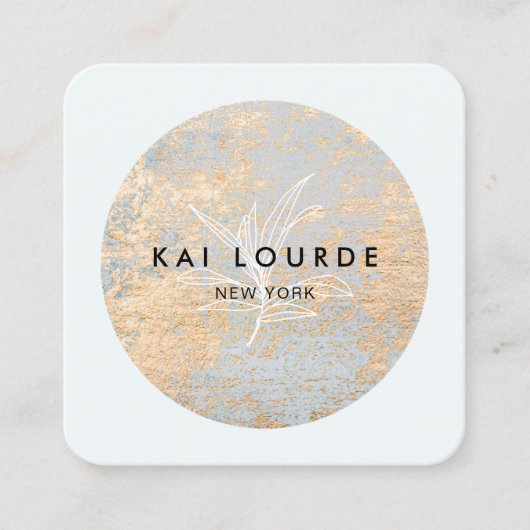 芸術的抽象芸術金ゴールドプ葉ラン スクエア名刺 (正面)