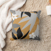 芸術的抽象芸術 |グレーとマスタード クッション (ブランケット)