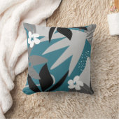 芸術的抽象芸術 |ターコイズとグレー クッション (ブランケット)
