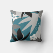 芸術的抽象芸術 |ターコイズとグレー クッション (裏面)