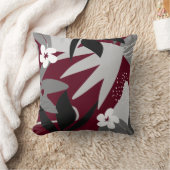 芸術的抽象芸術 |ブルゴーニュ&グレー クッション (ブランケット)