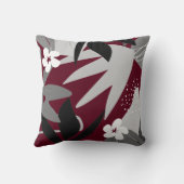 芸術的抽象芸術 |ブルゴーニュ&グレー クッション (裏面)