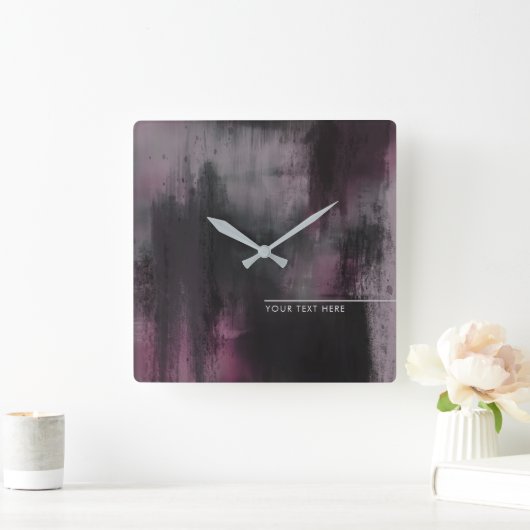 芸術的明るい赤紫色モダン抽象芸術 スクエア壁時計 (ホーム)