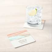 芸術的沿岸水色抽象芸術結婚ズ スクエアペーパーコースター (インサイチュ)