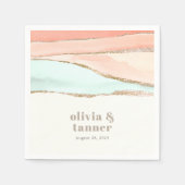 芸術的沿岸水色抽象芸術結婚ズ スタンダードカクテルナプキン (正面)