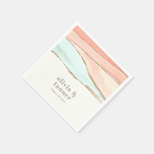 芸術的沿岸水色抽象芸術結婚ズ スタンダードカクテルナプキン (角)