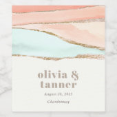 芸術的沿岸水色抽象芸術結婚ズ ワインラベル (シングルラベル)