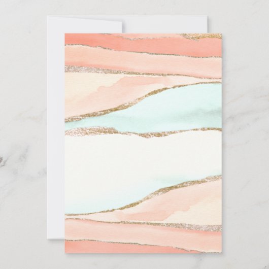 芸術的沿岸水色抽象芸術結婚ズ 招待状 (裏面)