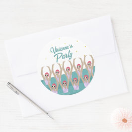 芸術的泳ぐ人シンクロ水泳誕生日パーティー ラウンドシール