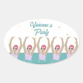 芸術的泳ぐ人シンクロ水泳誕生日パーティー 楕円形シール (正面)