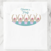 芸術的泳ぐ人シンクロ水泳誕生日パーティー 楕円形シール (バッグ)