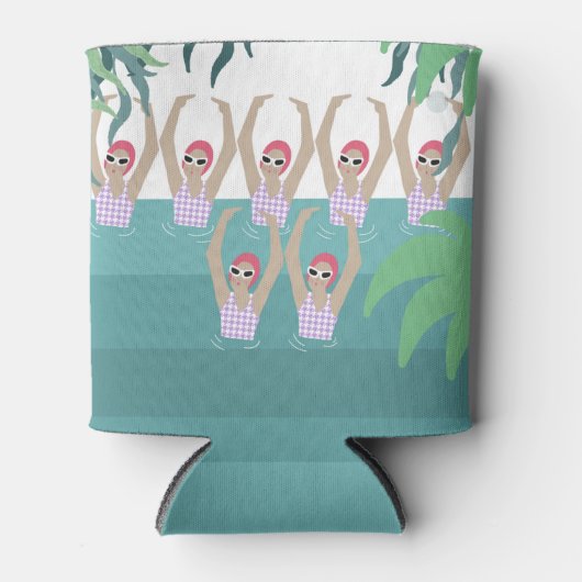 芸術的泳ぐ人 |シンクロ水泳熱帯アート 缶クーラー (正面)