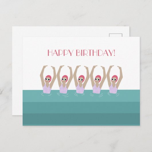 芸術的泳ぐ人 |スイミングイラストレーション誕生日 ポストカード (正面/裏面)