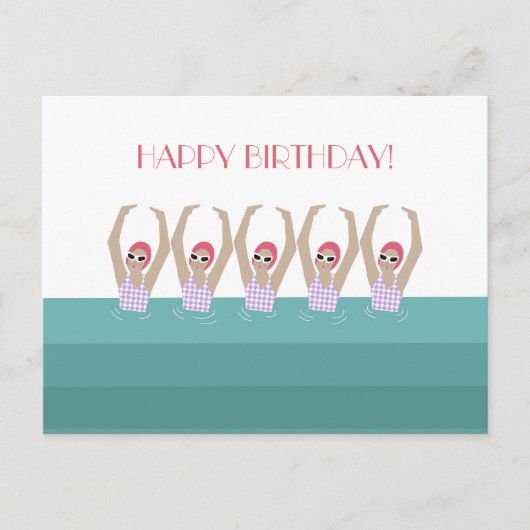 芸術的泳ぐ人 |スイミングイラストレーション誕生日 ポストカード (正面)