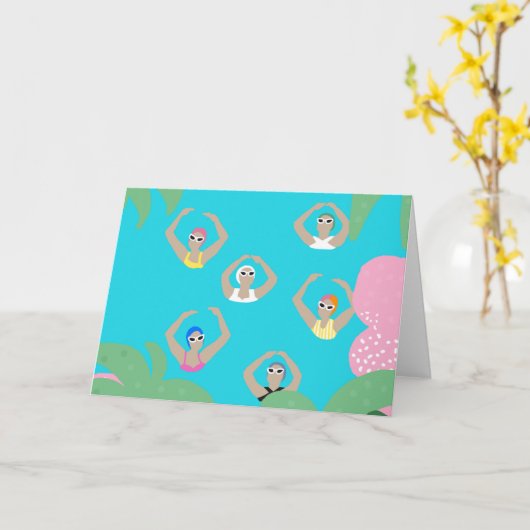 芸術的泳ぐ人 |スイミング芸術的イラストレーション カード (黄色い花)