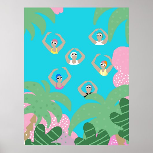 芸術的泳ぐ人 |スイミング芸術的イラストレーション ポスター (正面)