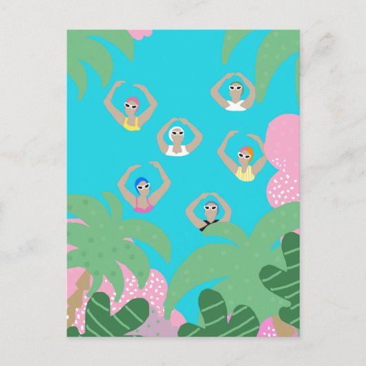 芸術的泳ぐ人 |スイミング芸術的イラストレーション ポストカード (正面)