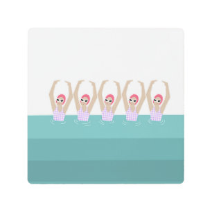 芸術的泳ぐ人  スイミング芸術的イラストレーション メタルプリント