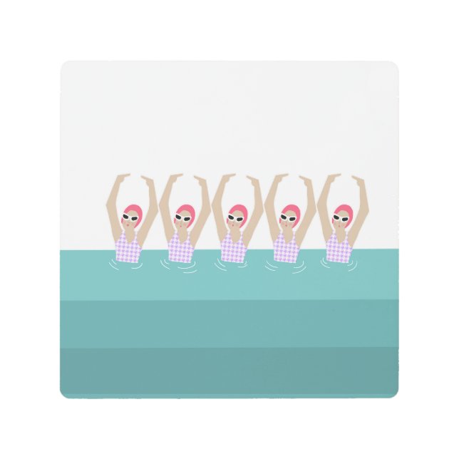 芸術的泳ぐ人 |スイミング芸術的イラストレーション メタルプリント (正面)